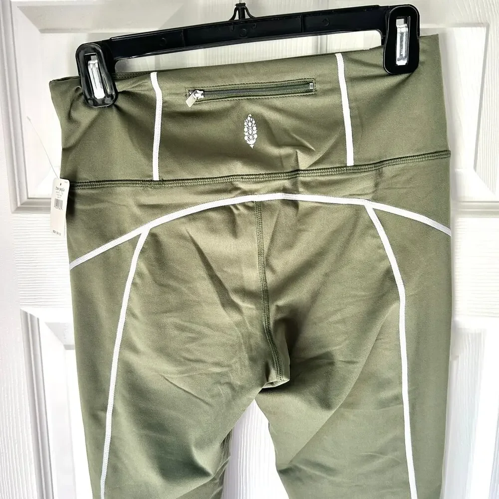 Free People Movement You're a Peach Leggings Moss Green Medium NWT